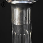 Carafe à liqueur ancienne verre avec bouchon diamant taillé cristal monture argent