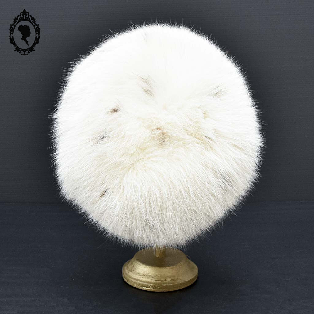 Chapeau toque véritable fourrure blanche pour femme vintage T 60 61