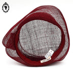 Chapeau femme cérémonie rouge bordeaux JOA NELL sisal paille NEUF Taille S ou 55 cm