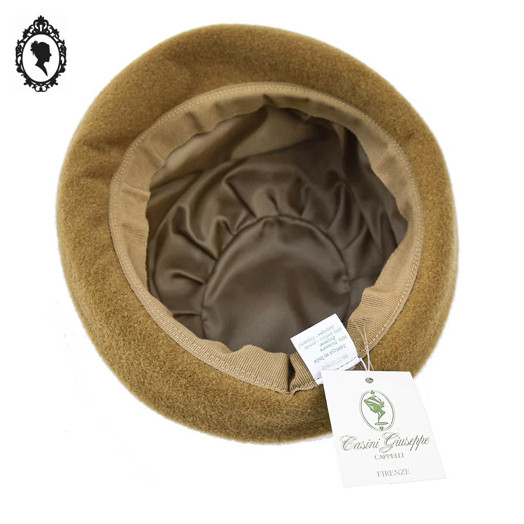 Chic Chapeau femme polaire beige camel forme cloche NEUF Taille S M 55 - 56 cm