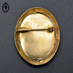 Chic broche peinture ovale portrait signée RC et laiton doré bijoux ancien vintage