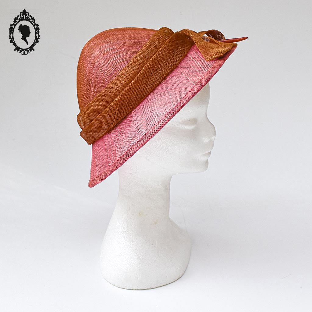 Chic chapeau fille enfant cérémonie rose orange 55 cm Taille S Neuf