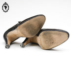 Chics escarpins à talon en cuir noir Italien Calzature Gis P 39 ½ vintage