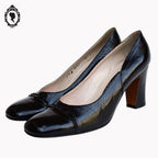 Chics escarpins à talon en cuir noir NERI Made in Italie P 37 ½ vintage