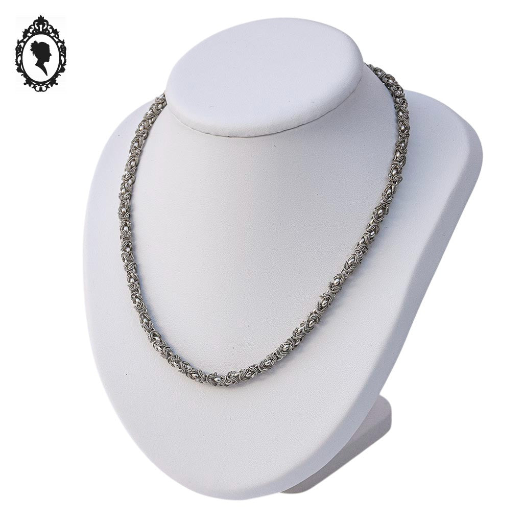 Collier chaîne byzantine métal argent serpentin articulé
