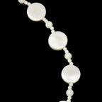 Collier ras de cou perles de nacre plates et rondes beige vintage