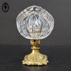 Coupelle sur pied serviteur plat coupe ovale piédouche en cristal et laiton H 15 L 31 cm