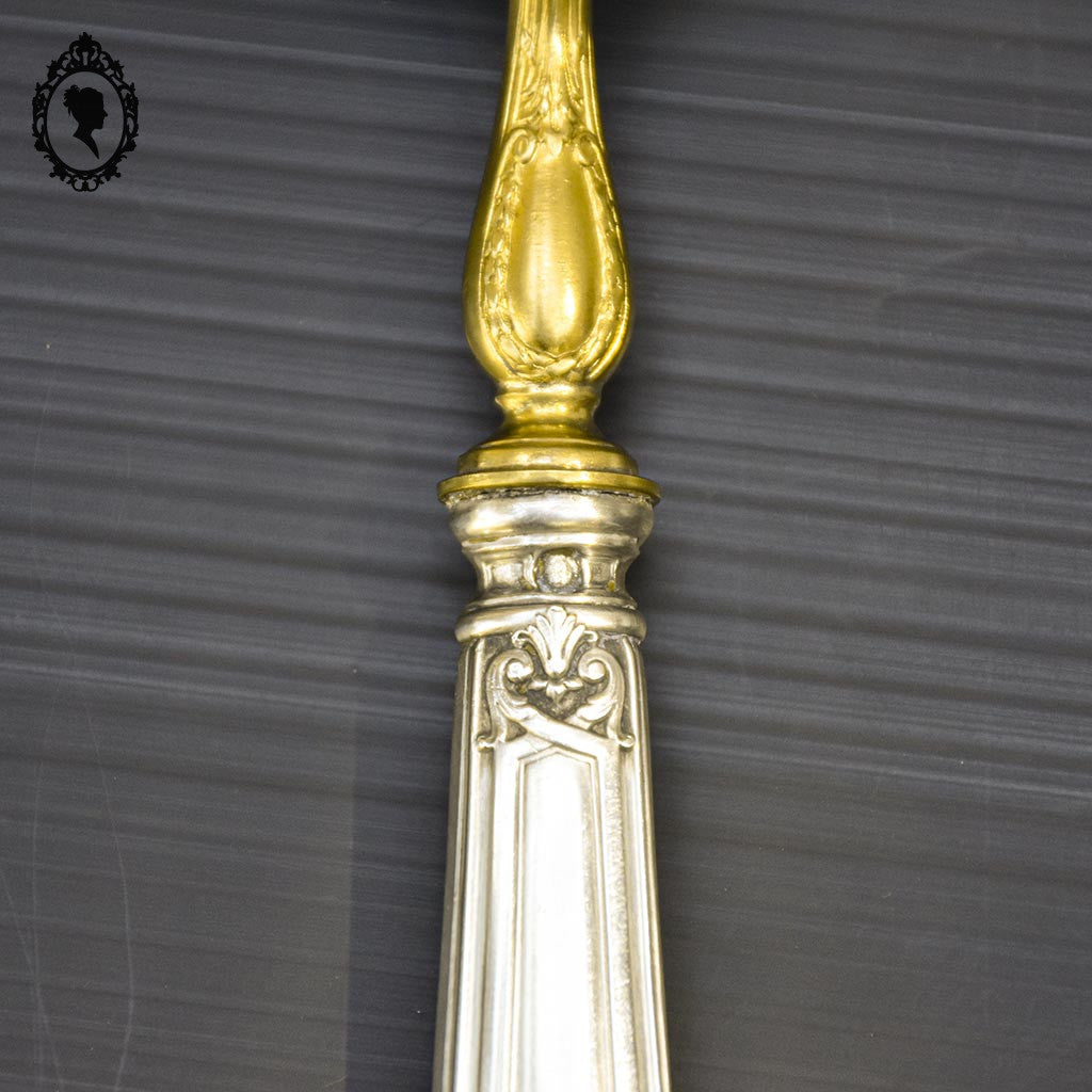 Cuillère à sucre saupoudreuse ou couvert ajouré en argent et vermeil doré ancien