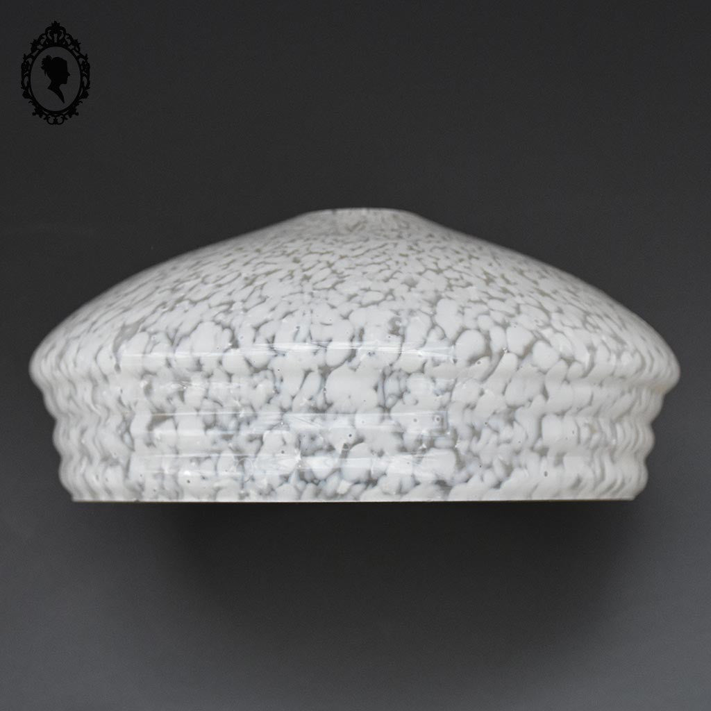 Globe tulipe abat-jour blanc rond verre de Clichy moucheté Art déco