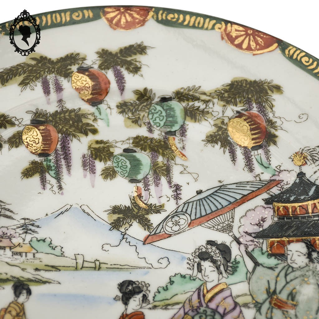 Lot 1 plat 4 assiettes art d’Asie porcelaine japonaise Japon Rokuzo signées 1920 1940 anciennes or