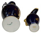 Lot 2 petites aiguières vases bec anse bleu et doré porcelaine de Limoges vintage