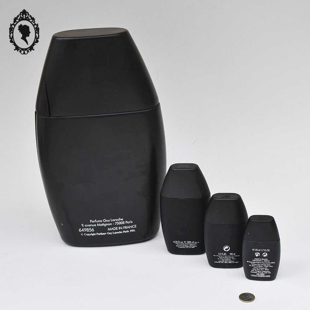 Lot 4 flacons factice géant à petit vides en cascade Parfum Drakkar noir de Guy Laroche objet de collection de Vitrine parfumerie