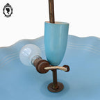 Lustre bleu suspension vasque coupe en verre vintage