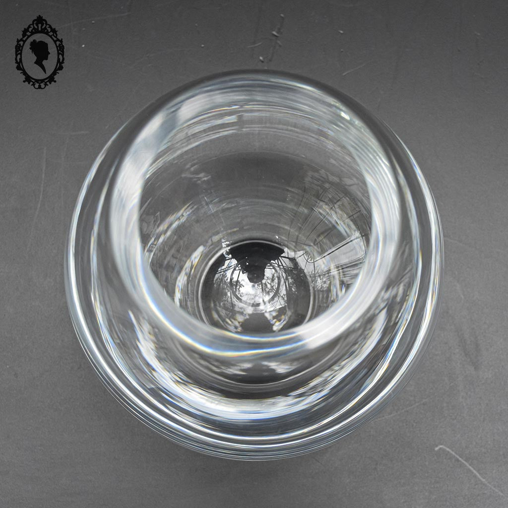Magnifique vase en cristal épais blanc rond forme œuf handmade vintage