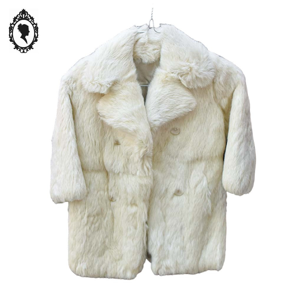 Manteau fourrure en lapin blanc enfant collection vintage ancien