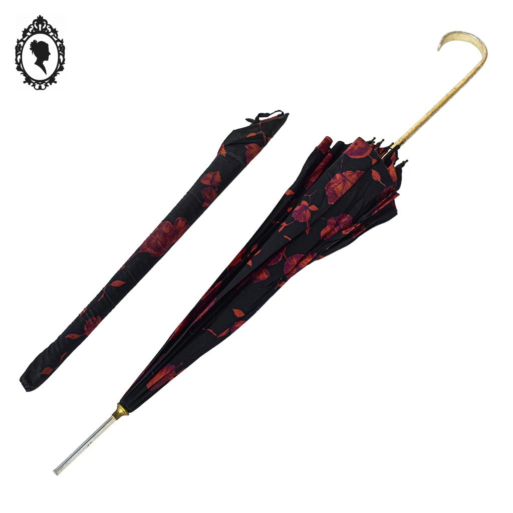 Parapluie fleuri rouge noir Nail Europ collection vintage