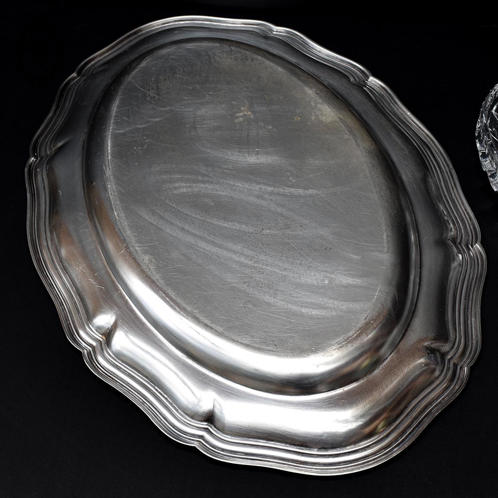 Plateau serviteur métal et 4 compartiments cristal pour apéritif