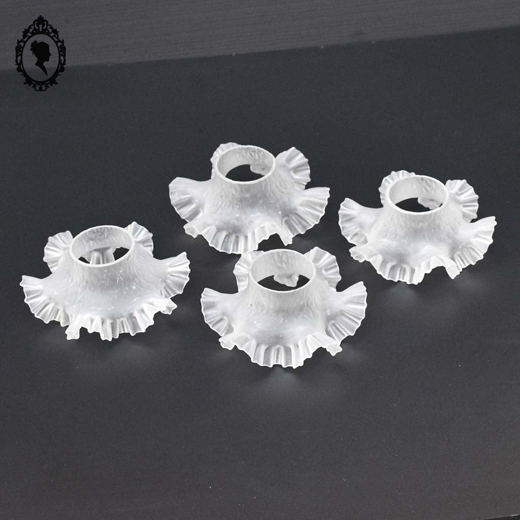 Quatre globes, abat-jour tulipe courte pour lampe à pétrole lustre suspension verre opaque vintage ancien