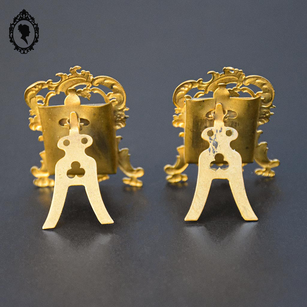 Rare paire de petits cadres pour photo miniature à poser en laiton ancien