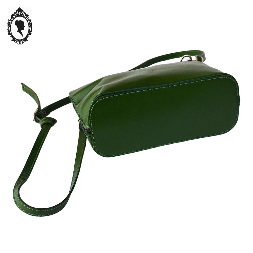 Sac bandoulière cuir vert Italie femme vintage