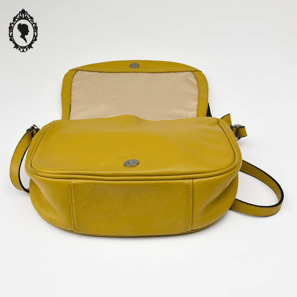 Sac bandoulière jaune femme en cuir vintage Katana