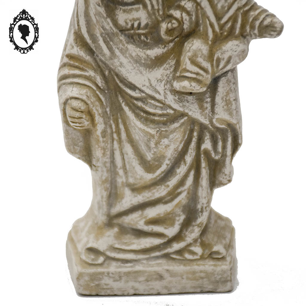 Petite sculpture statue Vierge Marie de Pitié Rodez avec enfant jésus plâtre H 13 cm