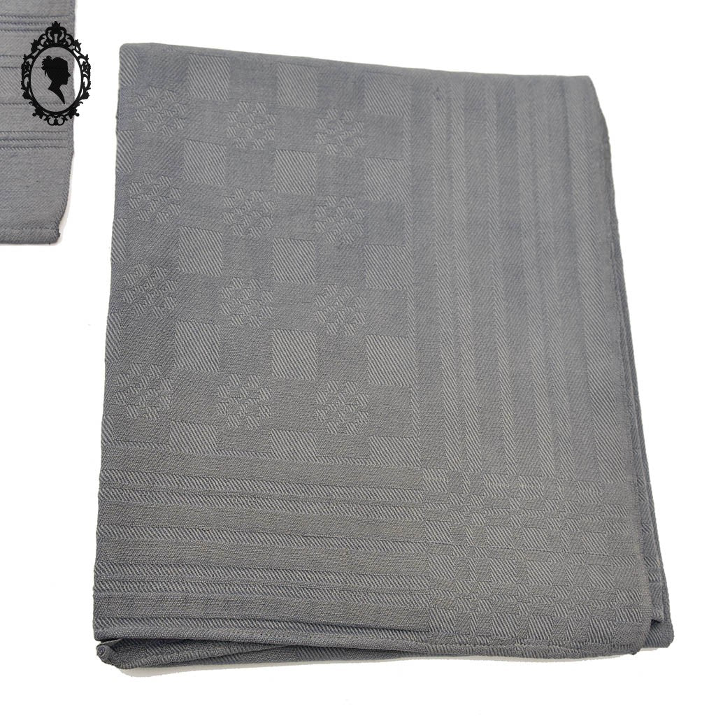 Service 10 serviettes de table anciennes damassées gris anthracite sans monogramme