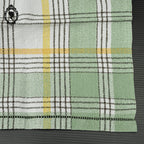 Service 12 serviettes et nappe écossaises vertes jaune lettre monogramme AG AE vintage