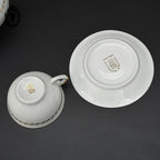 Service 12 tasses à café ou thé pot théière sucrier porcelaine S.E.R. Sélection France blanc doré