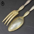 Service de couverts à salade métal argenté résine ancien à détourner