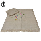 Service nappe et 10 serviettes à thé café lin broderie bucolique fleurie vintage