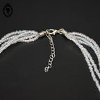 Superbe collier perle nacre carré beige irisé multi rangs 5 rangs