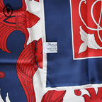 Superbe foulard soie collection La Prévention Routière rare bleu blanc rouge vintage