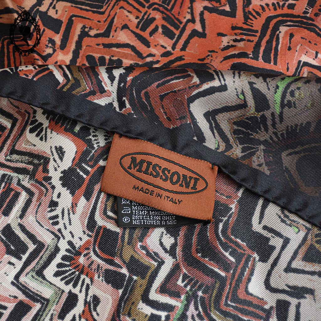 Superbe foulard soie collection Missoni Italie polychrome vintage