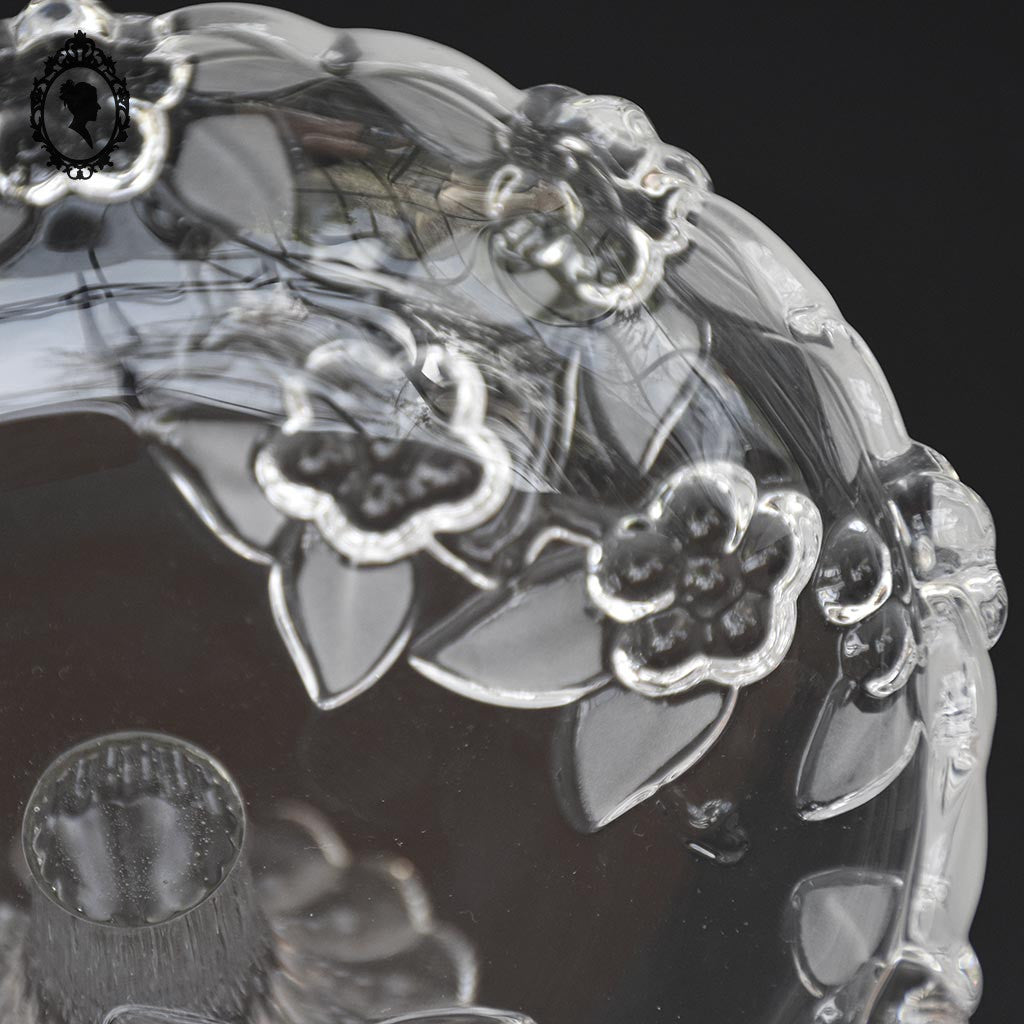 Superbe petit compotier coupelle coupe serviteur plat sur pied en verre moulé vintage