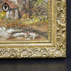 Tableau peinture à l’huile paysage mas Provence signé Guerard sur isorel vintage