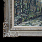 Tableau peinture à l’huile paysage signé Roger Serpantié sur isorel vintage