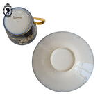 Tasse et sous tasse porcelaine bleu cobalt or Limoges