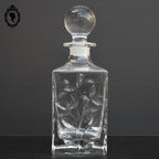 Belle carafe motif végétal en cristal avec bouchon rond vintage