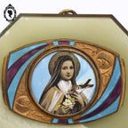 Bénitier mural Sainte Bernadette marbre onyx vert art déco ancien