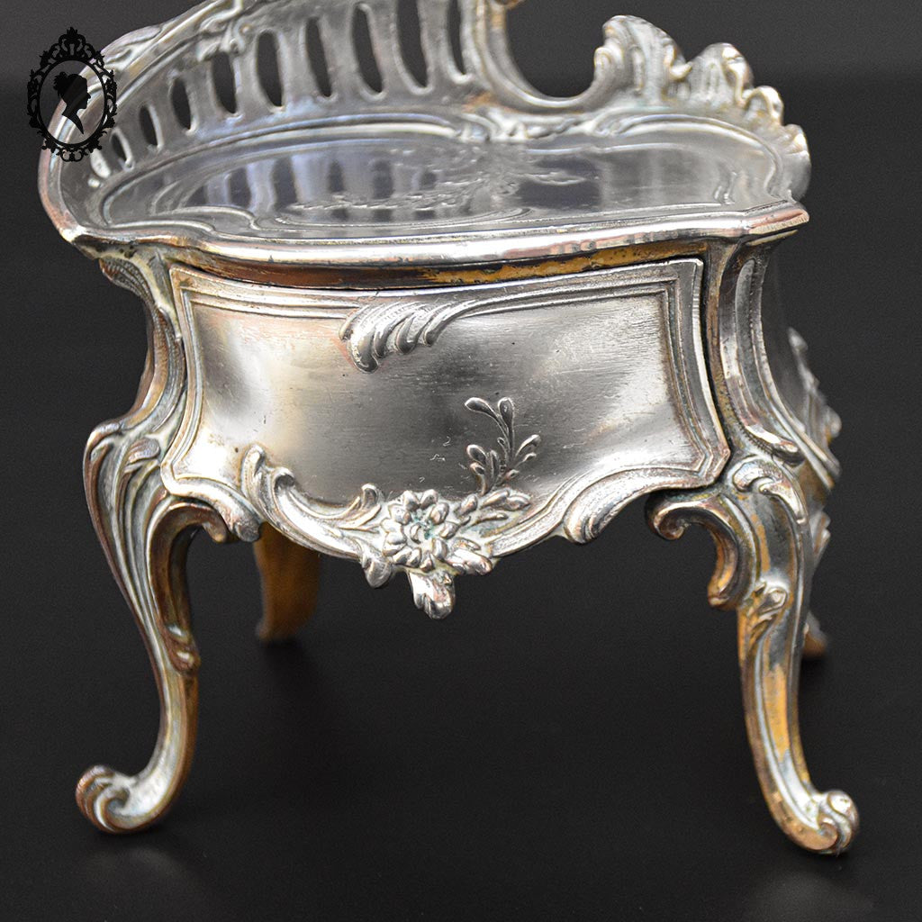 Boite ou coffret à bijoux métal argenté forme commode 1 tiroir ancienne