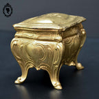 Boite ou coffret à bijoux métal forme commode bombée dorée ancienne