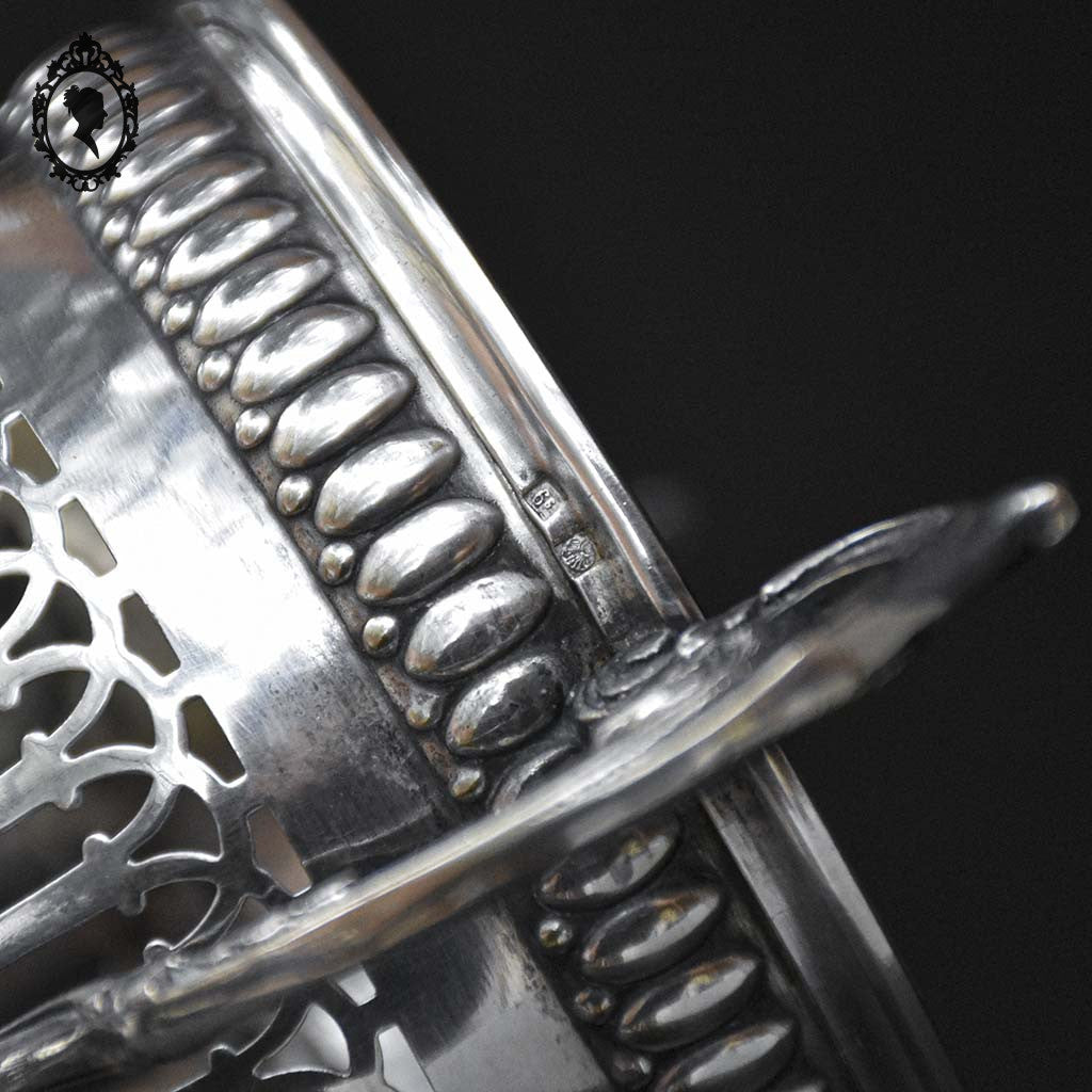 Bonbonnière drageoir sucrier piédouche en métal argenté et cristal ancien