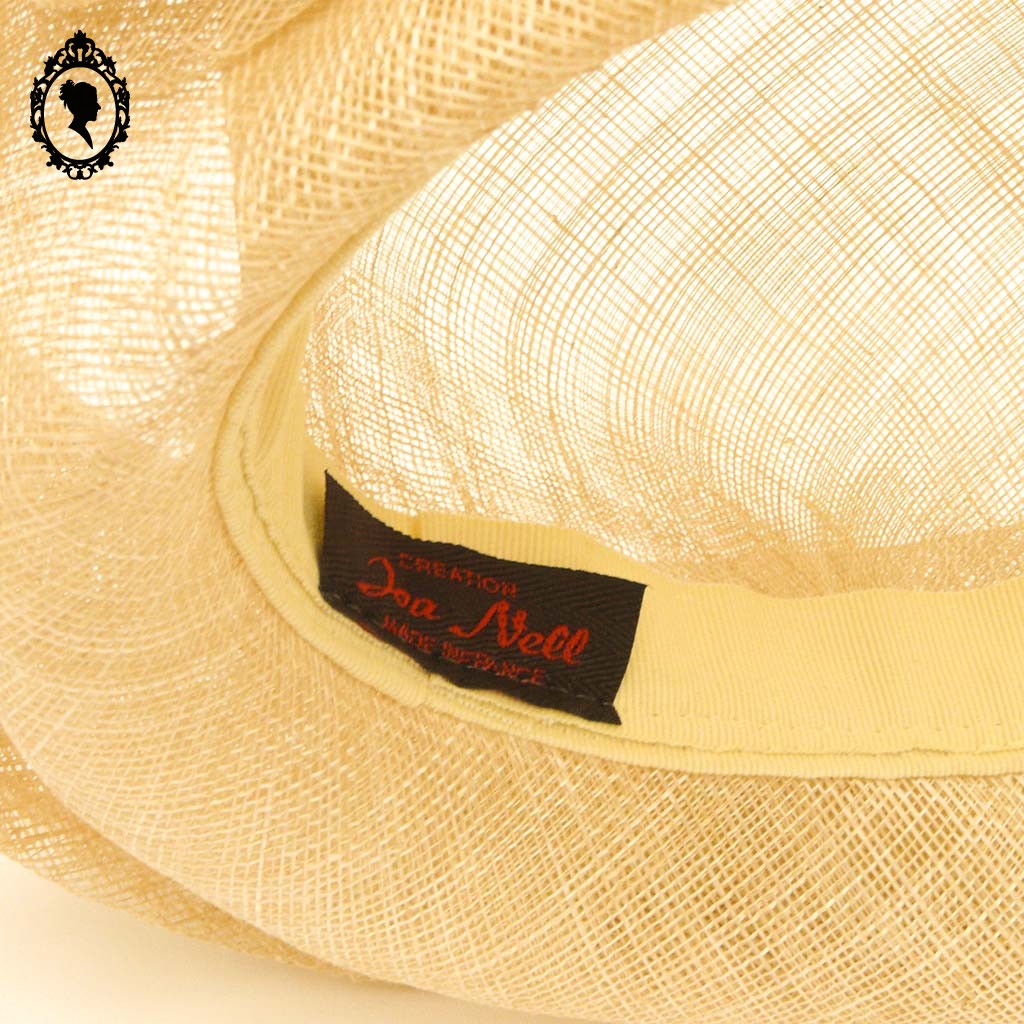 Chic Chapeau femme cérémonie beige clair naturel Joa Nell en sisal NEUF Taille S