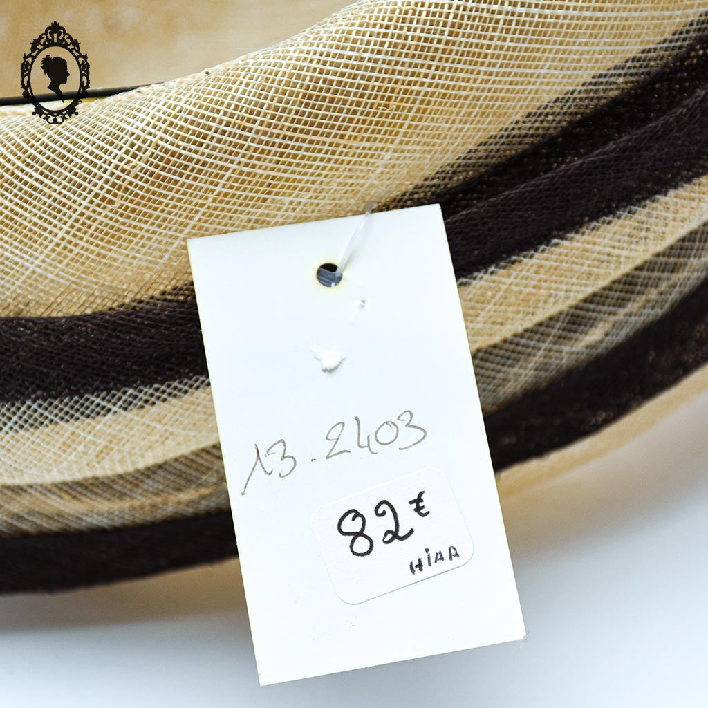 Chic Chapeau femme cérémonie beige marron JOA NELL sisal paille NEUF Taille M ou 56 cm