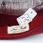 Chapeau femme cérémonie rouge bordeaux JOA NELL sisal paille NEUF Taille S ou 55 cm