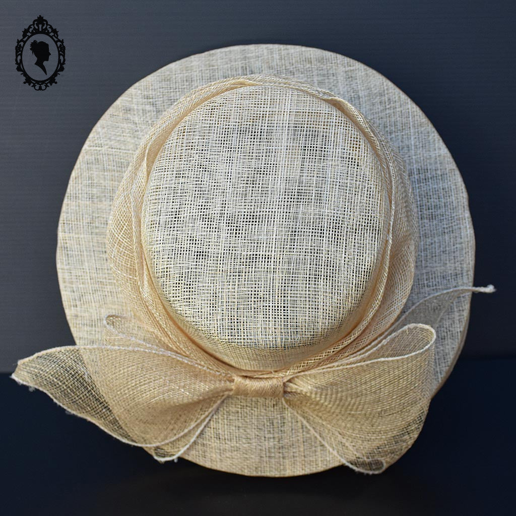 Chic chapeau nœud femme beige fibre naturelle T M  57 cm