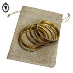 Chic ensemble 6 bracelets rigides joncs laiton effet bois vintage