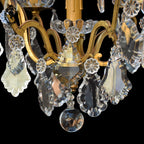 Chic lustre cage à pampilles en bronze doré 5 feux ancien vintage
