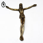 Christ crucifix H 33 cm en bronze doré signé J Mehary
